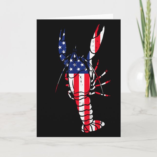 Cartão Crawfish Us Flag Crayfish Lobster Patriotic Men Wo (Frente)