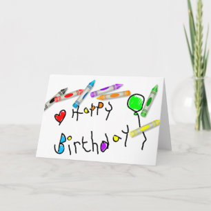 Cartão Crayon Birthday Saudação