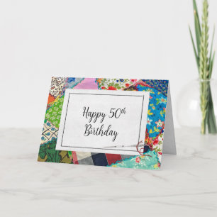 Cartão Crazy Quilt 50th Birthday