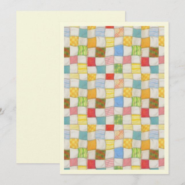 Cartão CRAZY QUILT 5x7 Placa plana / Creme / Vertical (Frente/Verso)