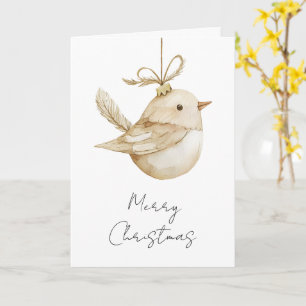 Cartão Cream Beige Bird Natal