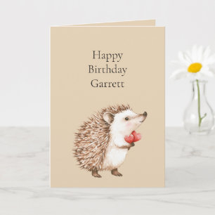 Cartão Cream Red Hearts Hedgehog Aniversário