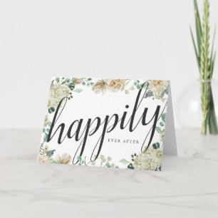 Cartão Cream Watercolor Floral Happily Ever After Wedding