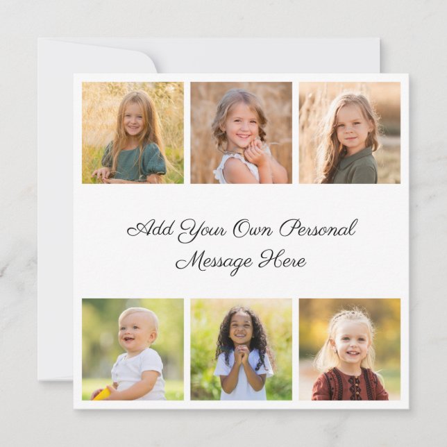 Cartão Create Your Own 6 Photo Collage Add Your Greeting (Frente)