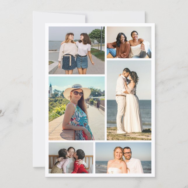 Cartão Create Your Own 6 Photo Collage Greeting (Frente)