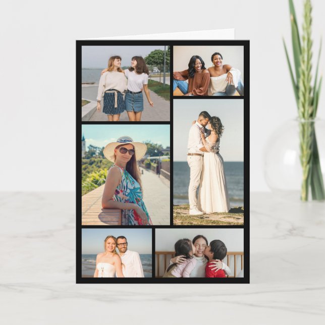 Cartão Create Your Own 6 Photo Collage Greeting (Frente)