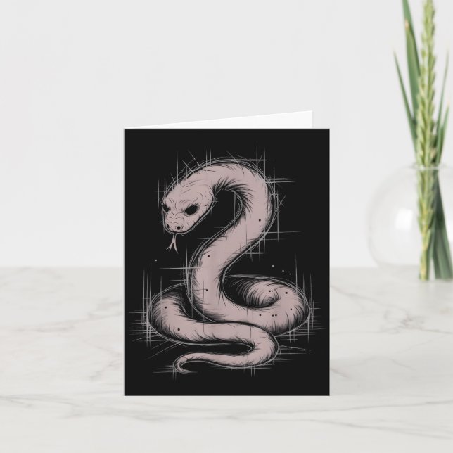 Cartão Creepy Cute Goth Python Horror Snake Sketch Alt Ng (Frente)