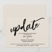 Cartão Creme de Atualização de Casamento Adiado Ma