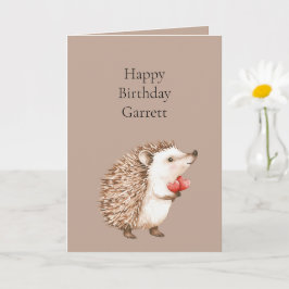 Cartão Creme Marrom Cacau Corações Vermelhos Aniversárioo