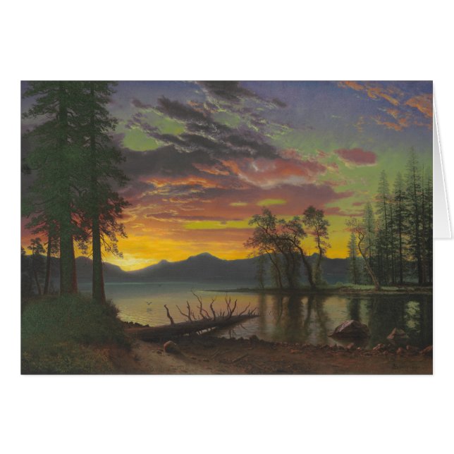 Cartão Crepúsculo, lago Tahoe, c.1870s (óleo na canvas) (Frente Horizontal)
