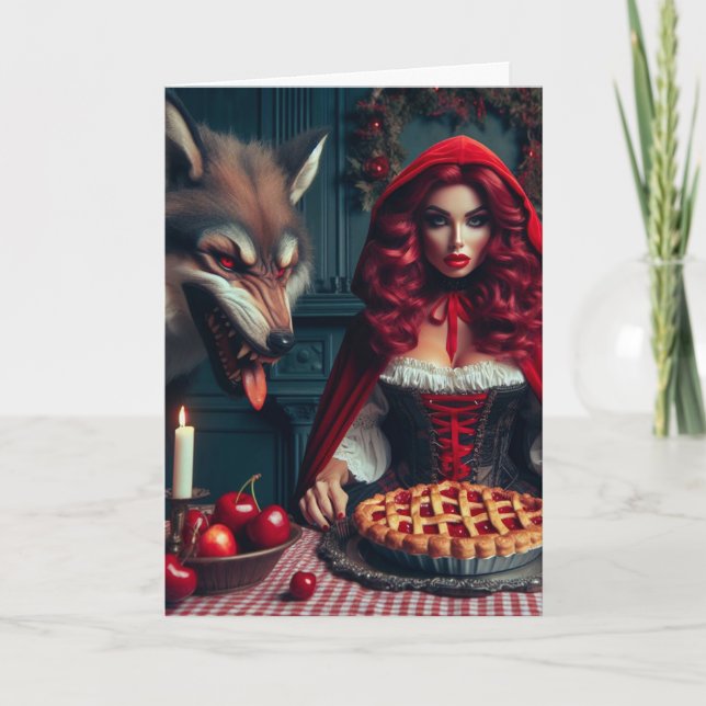 Cartão Cresceu Um Pequeno Lobo Vermelho Grande E Mau Aniv (Frente)