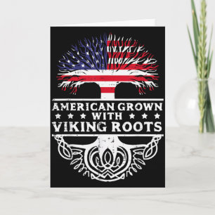 Cartão Crescido Americano Com Raízes Viking EUA Bandeira