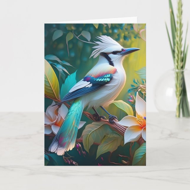 Cartão Crested Teal Winged Jay (Frente)