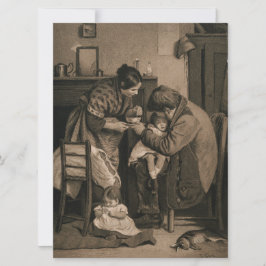 Cartão Criança Doente Sustentada Pelo Seu Pai e Mãe