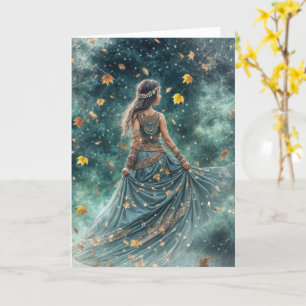 Cartão Criança Inspirada pelo Equinox Bohemian do outono