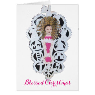 Cartão Criança Jesus,Antiquado Papel de Natal