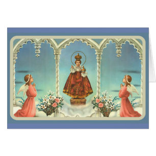 Cartão Criança Jesus dos Anjos Adoradores de Praga