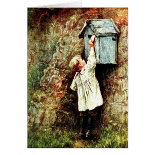 Cartão Criança vitoriana enviando carta