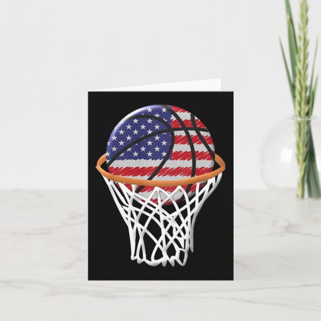 Cartão Crianças 4 de julho Basquete USA Flag Kids Youth B (Frente)