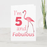 Cartão Crianças 5 de Aniversário Flamingo Rosa Rosa<br><div class="desc">Este flamingo rosa bonito é o presente perfeito para qualquer garota de 5 anos no seu aniversário. Tornar a festa de aniversário deles especial com este design de flamingo rosa. Tenho 5 anos e fabuloso. O design de aniversário desta criança é um presente de excelente aniversário para qualquer criança que...</div>