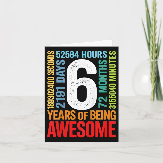 Cartão Crianças 6 Aniversário De 6 Anos Meninos 72 Meses  (Frente)