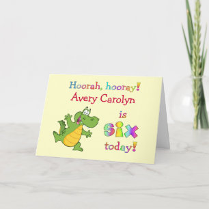 Cartão Crianças 6 de aniversário bonitinho Personalizar p