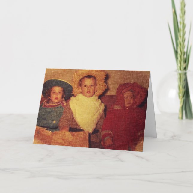 Cartão Crianças Antigas em Fantasia, Halloween (Frente)