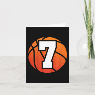Cartão Crianças Basquete Aniversário 7 Número Sete Anos