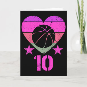 Cartão Crianças Bysketbyll Aniversário 10 Anos Menina Ten