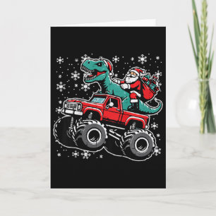 Cartão Crianças Caminhão Monstro Natal Dino Papai Noel Xm