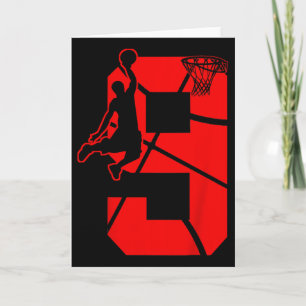 Cartão Crianças com 9 anos Nove Bysketbyll Partytheme