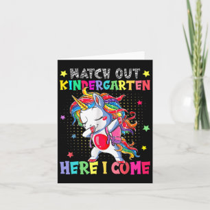 Cartão Crianças, cuidado, jardim de infância aqui vou eu 
