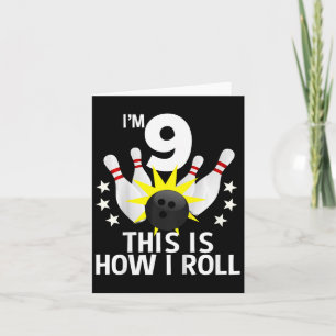 Cartão Crianças de 9 anos Boliches de Festa de aniversári