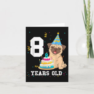 Cartão Crianças de Festa do Cachorro Pug, 8 anos