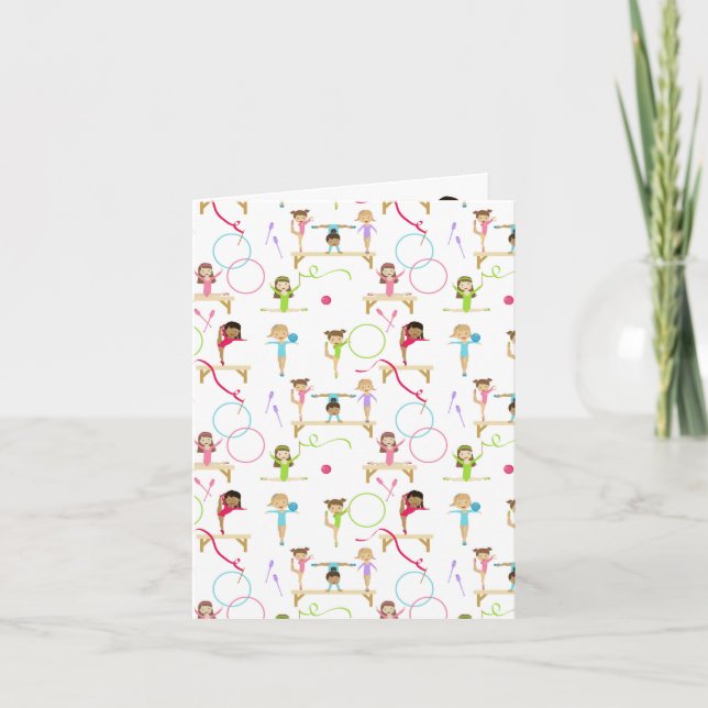 Cartão Crianças de ginástica multicolorida (Frente)
