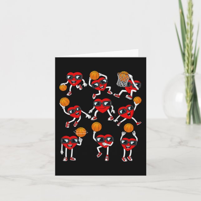 Cartão Crianças de jogadores de coração de basquete de di (Frente)