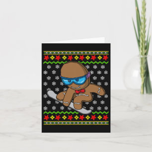 Cartão Crianças de Natal Gingerpão Homem Snowboard Snowbo