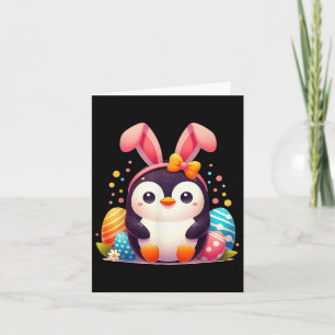 Cartão Crianças de Páscoa de coelhinho de pinguim Meninas