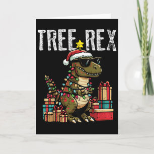 Cartão Crianças Dinossauro de Natal Árvore Rex Xmas Trex 