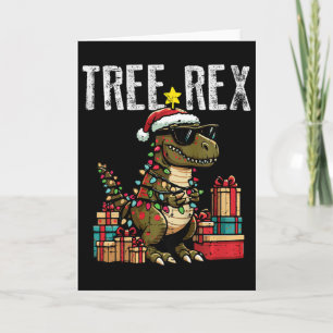 Cartão Crianças Dinossauro de Natal Árvore Rex Xmas Trex 