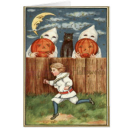 Cartão Crianças do Fantasma Jack O' Lanterna Gato Preto