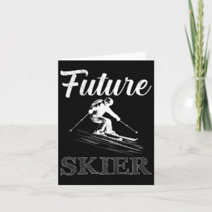 Cartão Crianças Esquiando Futuro Skier Engraçado Cedo Par