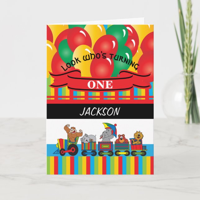 Cartão Crianças Feliz Aniversário | Diversão de Circo (Frente)