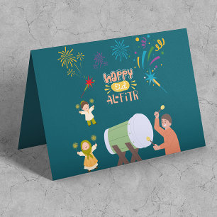 Cartão Crianças Felizes Jogam Fogos De Artifício Celebram