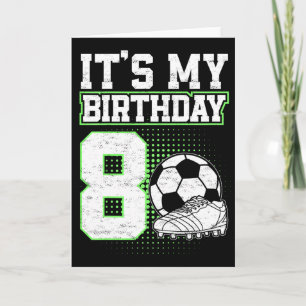 Cartão Crianças Futebol Menino de 8 Anos É Meu Aniversári