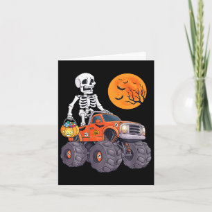Cartão Crianças Halloween Skeleton Monster Truck Engraçad