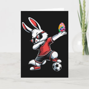 Cartão Crianças Meninos Feliz Páscoa Coelho Com Futebol P