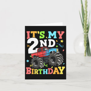 Cartão Crianças Monster Truck É Meu segundo aniversário D