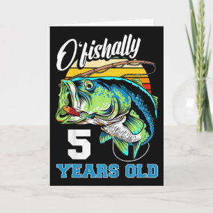 Cartão Crianças Oficialmente 5 Anos Pescador Aniversário
