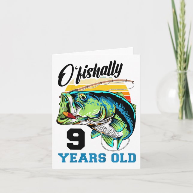 Cartão Crianças O'fisally 9 anos 9º aniversário Pesca B (Frente)